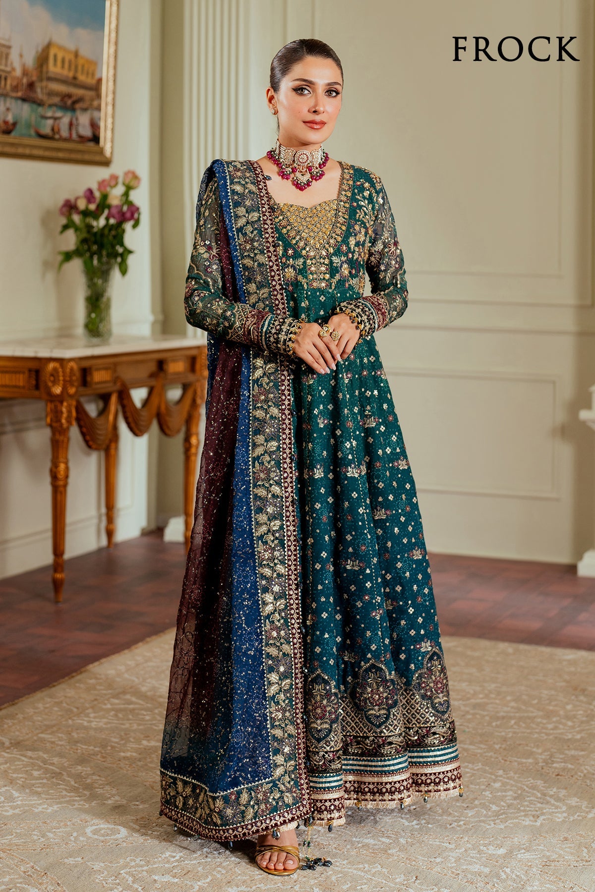 Baroque EMBROIDERED CHIFFON CH13-03 Pakistani wedding bridal dresses mehndi nikkah outfits
