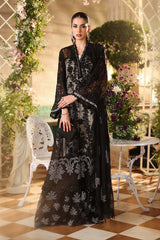3 Piece Embroidered Chiffon Suit - MPC-26-101-Black