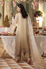 3 Piece Embroidered Chiffon Suit - MPC-26-103-Olive Gold