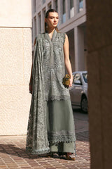 3 Piece Unstitched Embroidered Lawn Karandi Suit - D-2603-B