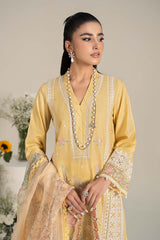 3 Piece Embroidered Dobby Lawn Suit | DW-EF25-151-Yellow