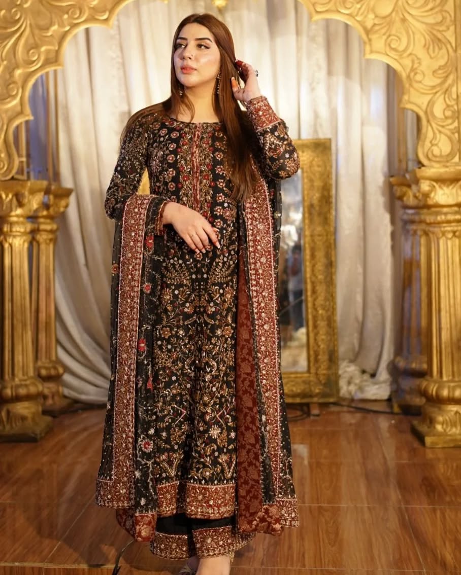 Haris Shakeel - Black Pakistani wedding bridal dresses mehndi nikkah outfits