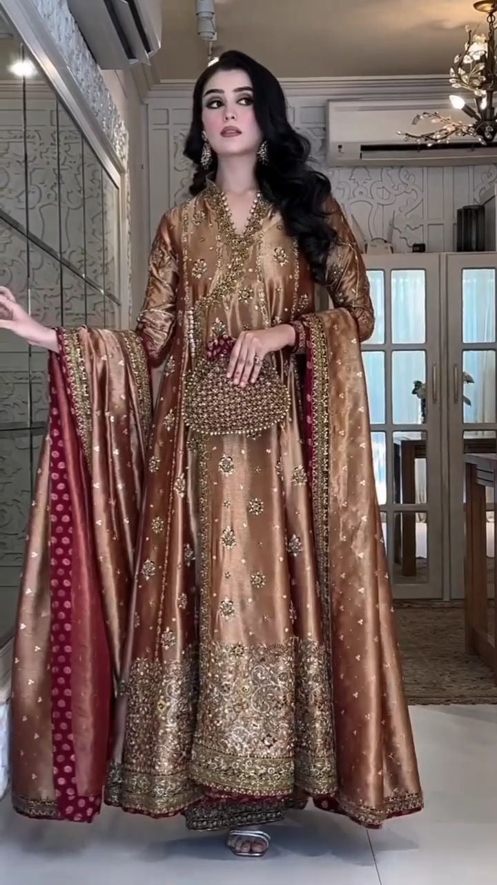 Haris Shakeel - Copper Gold Hibiscus Angrakha Zenia Haris Shakeel - Copper Gold Hibiscus Angrakha Zenia