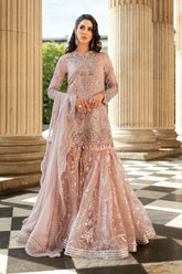 Maria B - Gharara Nude Pink pakistani indian wedding bridal dress, mehndi nikkah oufits guest suits