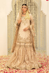 Maria B Bridal Couture Ivory Gold MC-047