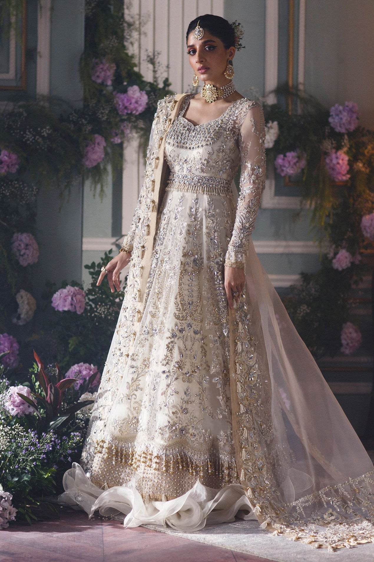 knee length dresses for ladies Sea Green Pakistani Maxi Dress | Imrozia Serene Mehram Brides '23 | SB-09 main image 1