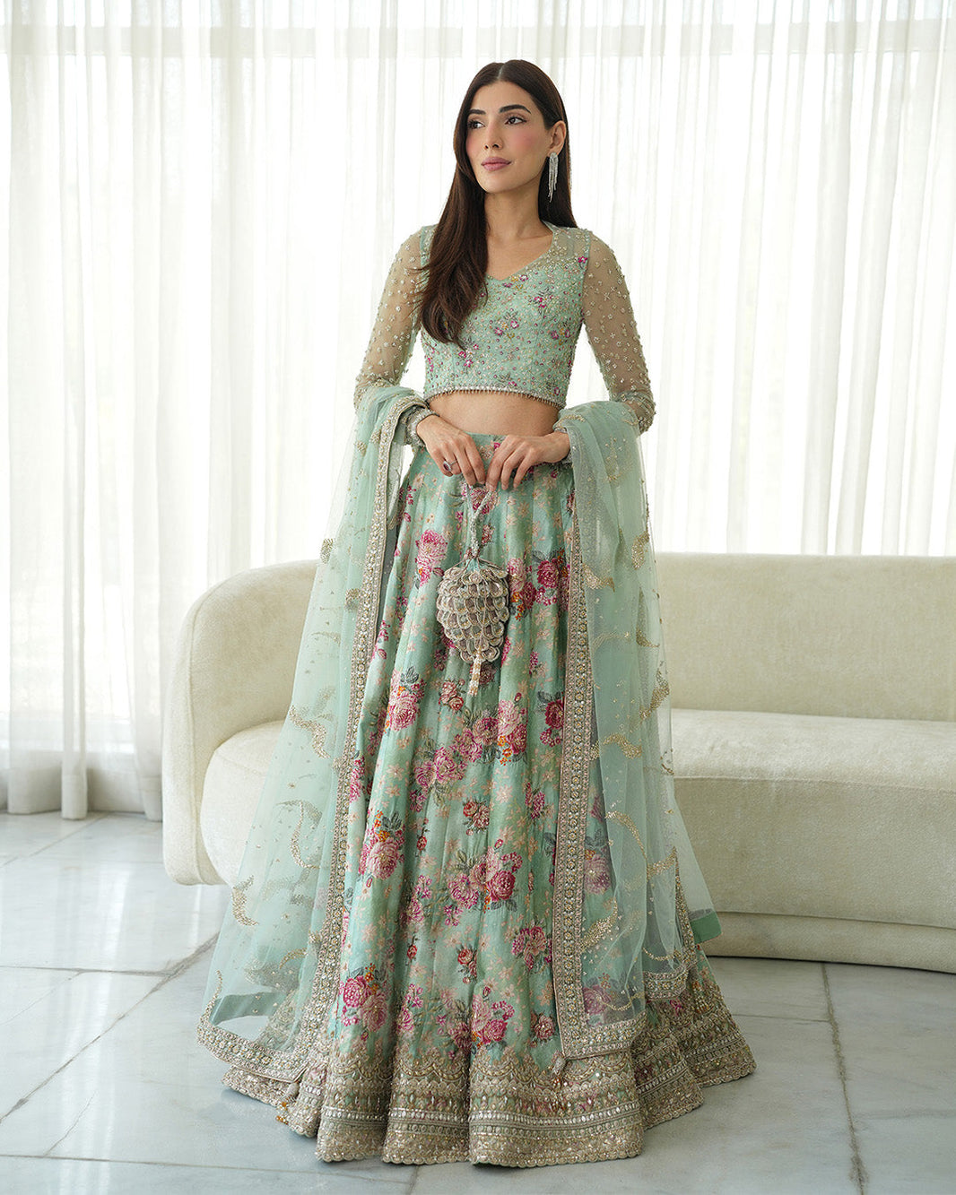 green emerald velvet dress Faiza Saqlain | Lenora Luxury Pret