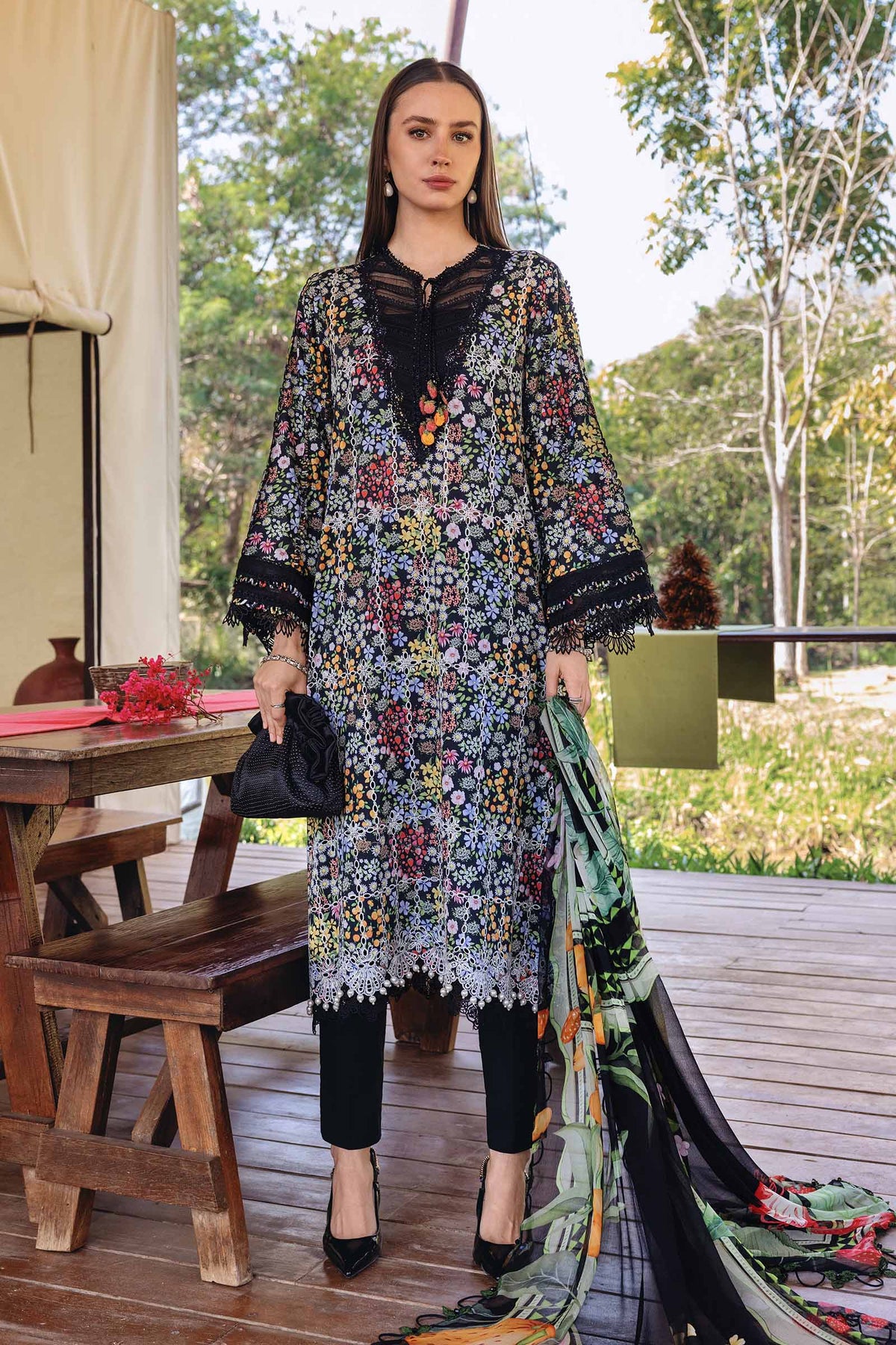 3 Piece Unstitched Embroidered Lawn Suit  -MPT-2914-B