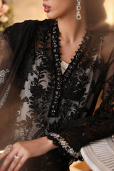 3 Piece Embroidered Chiffon Suit - MPC-26-101-Black