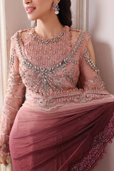 Embroidered Chiffon Saree | BD-3001 Ash Pink Ombre