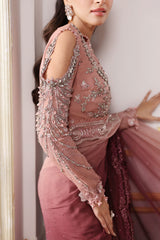 Embroidered Chiffon Saree | BD-3001 Ash Pink Ombre