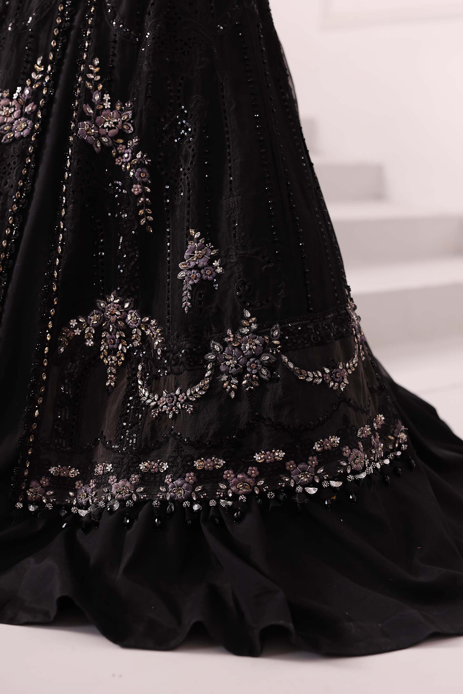 Embroidered organza Suit | BD-3004-Black