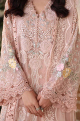 3 Piece Embroidered Chiffon Suit - MPC-26-104-Peach Pink