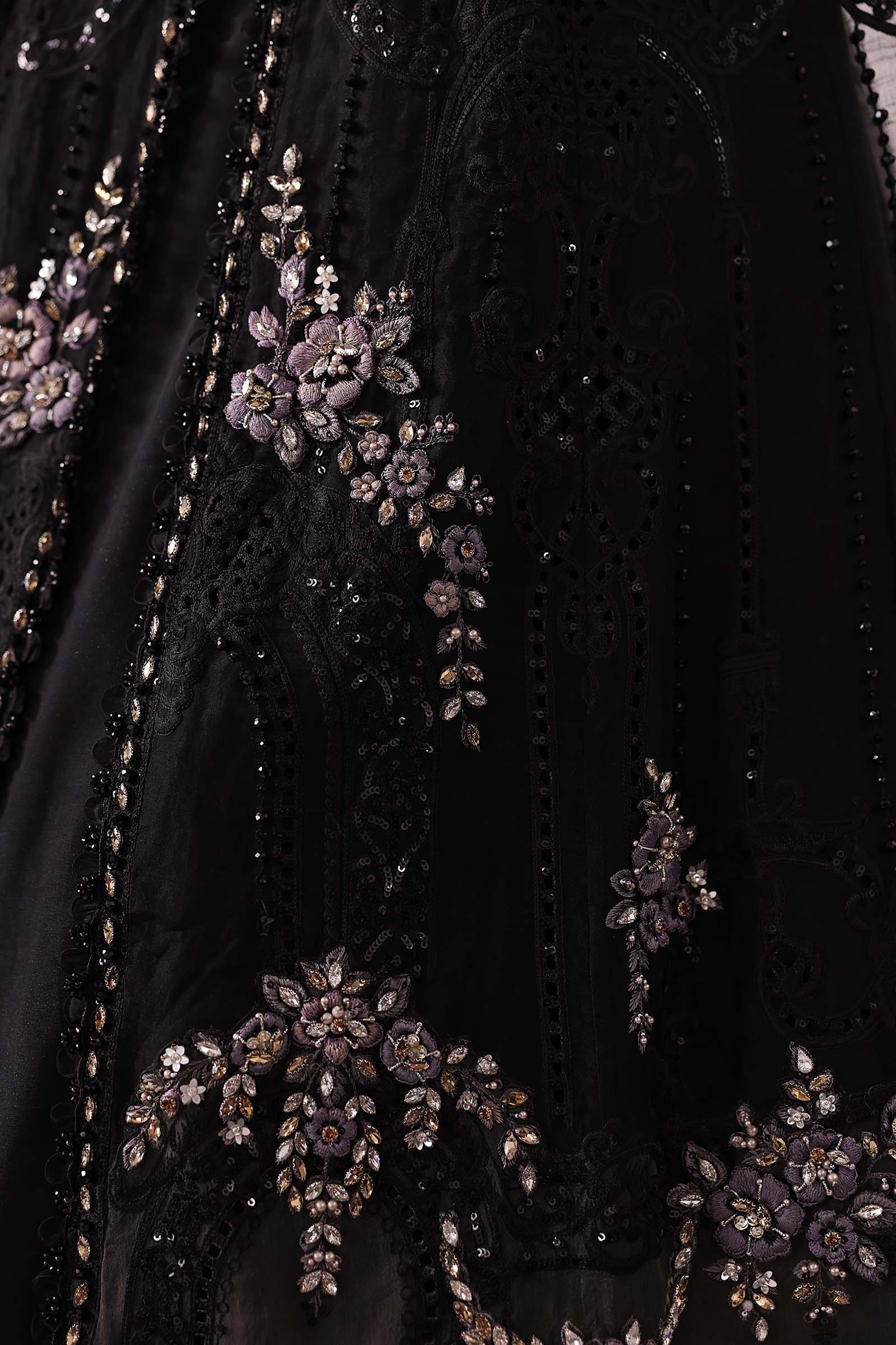 Embroidered organza Suit | BD-3004-Black