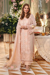 3 Piece Embroidered Chiffon Suit - MPC-26-104-Peach Pink