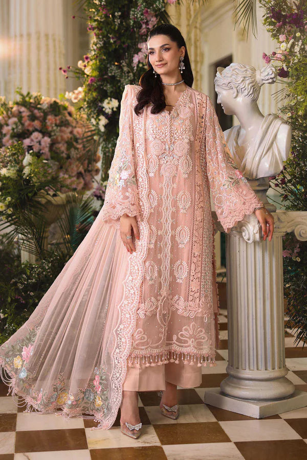 3 Piece Embroidered Chiffon Suit - MPC-26-104-Peach Pink