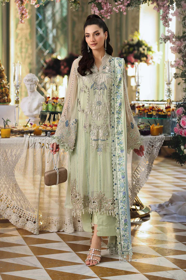 3 Piece Embroidered Chiffon Suit - MPC-26-105-Pistachio Green