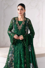 Embroidered Chiffon Suit | BD-3008-Emerald Green