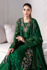 Embroidered Chiffon Suit | BD-3008-Emerald Green