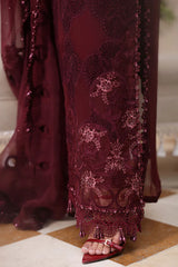 3 Piece Embroidered Chiffon Suit - MPC-26-108-Burgundy
