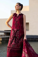 3 Piece Unstitched Embroidered Lawn Suit - D-2611-B