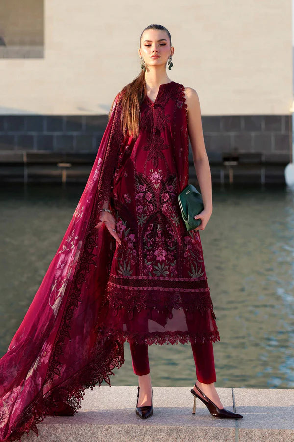 3 Piece Unstitched Embroidered Lawn Suit - D-2611-B