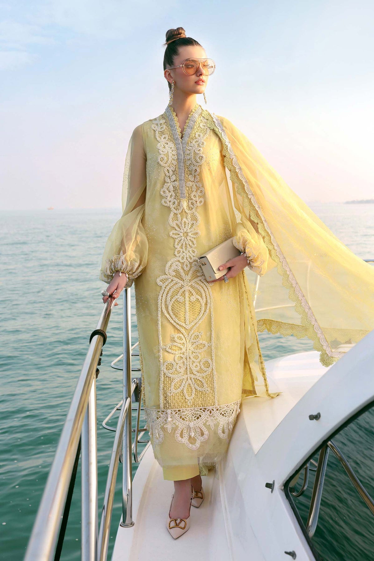 3 Piece Unstitched Embroidered Organza Suit - D-2604-A