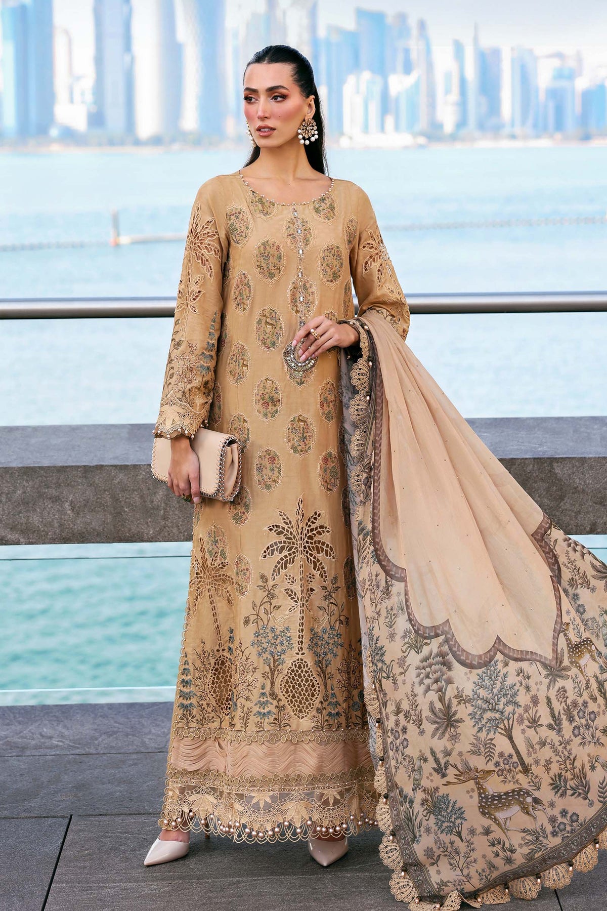 3 Piece Unstitched Embroidered Jacquard Lawn Suit - D-2605-A-