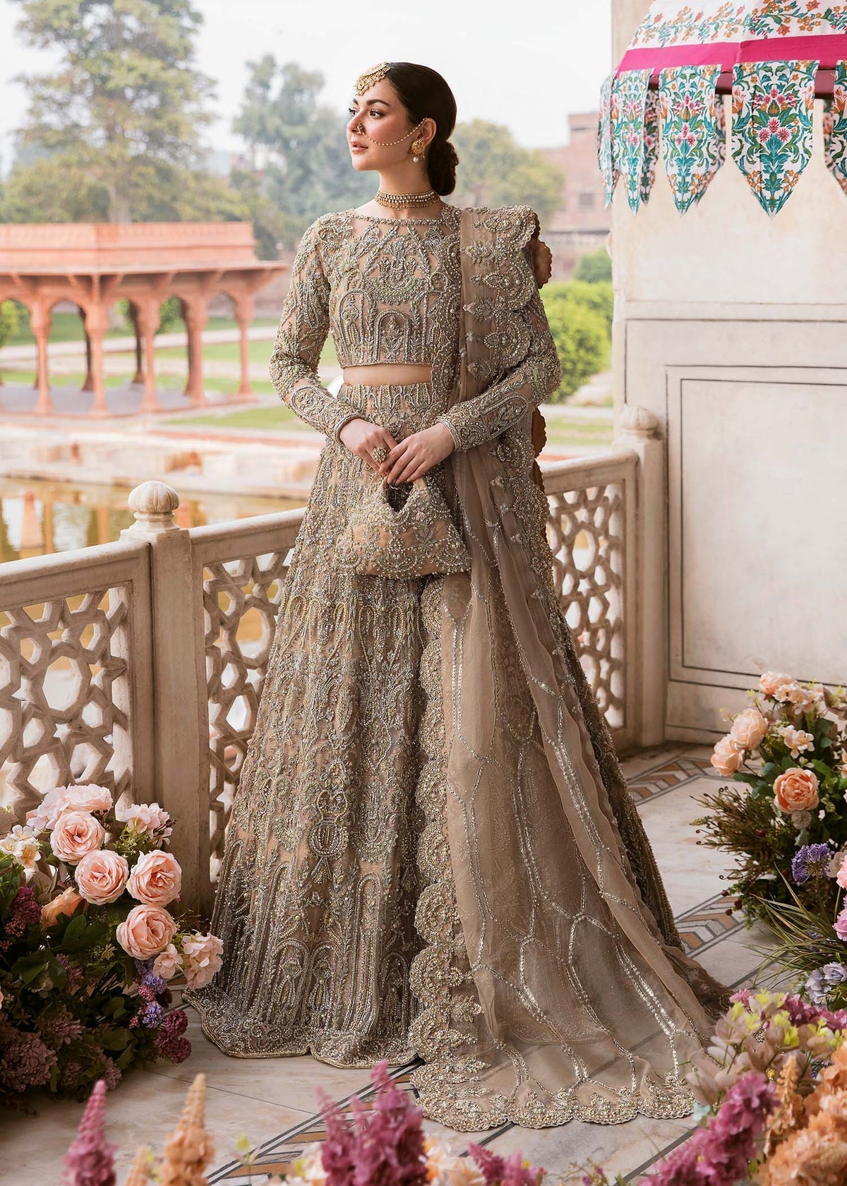 Zaina barat walima mehndi nikkah style gown made to order 
mariab, hussain rehar, akbar aslam designer suits luxury dresses stitched salwar kameez, eid collection readymade chooridar desi clothes USA, UK, CANADA, GERMANY, EUROPE
Evening party wear guest suit, sharara gharara, saree