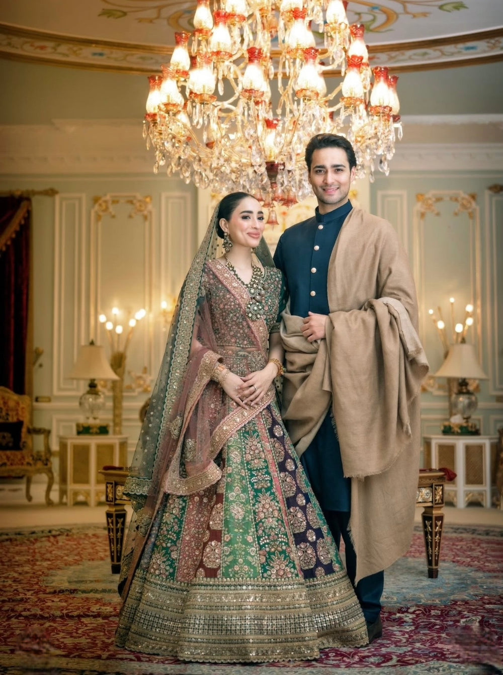pakistani bridal maxi lehenga choli gharara Sabyasachi Mukherjee - Multi panels