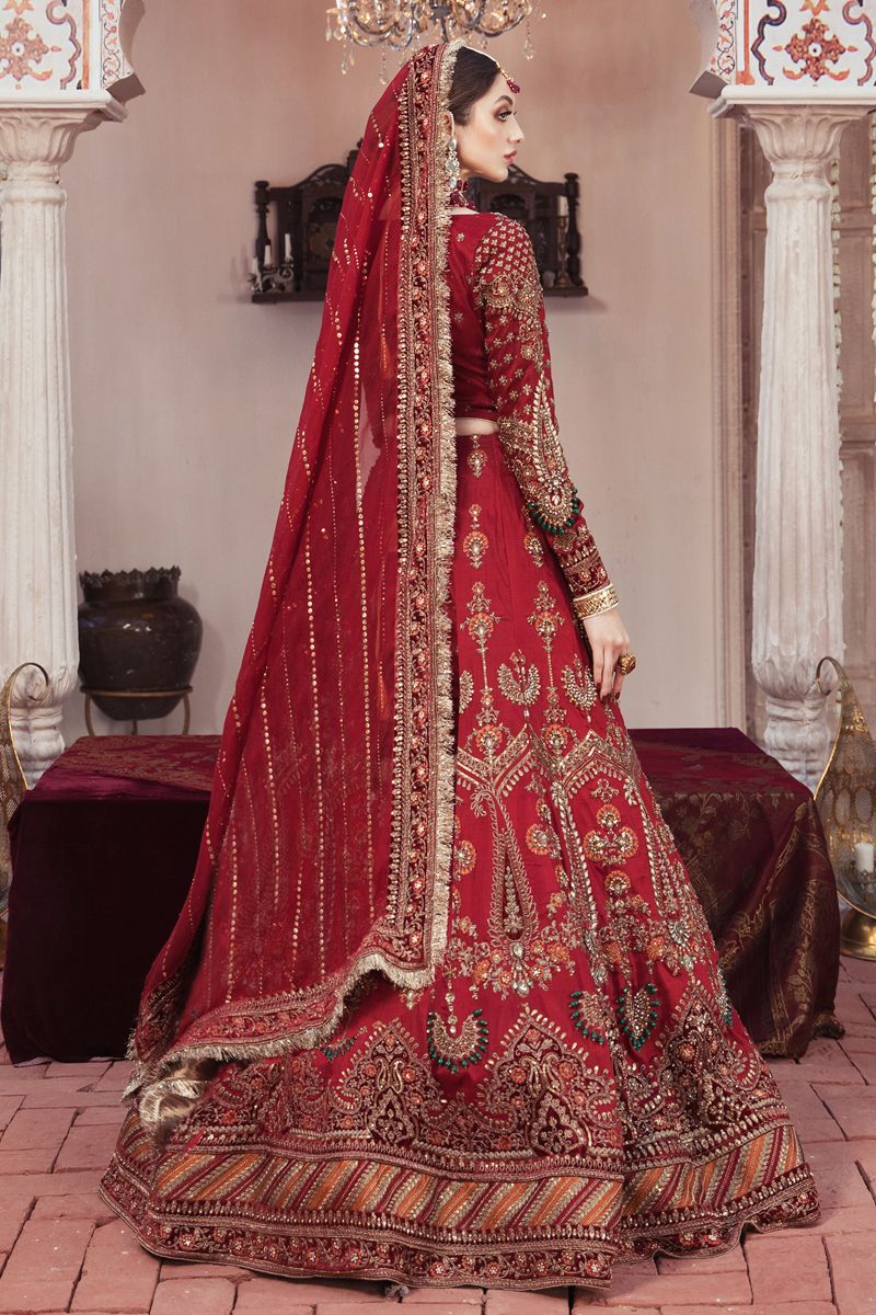 Maria B Bridal Couture Lehenga Choli Red Zenia Maria B Bridal Couture Lehenga Choli Red Zenia