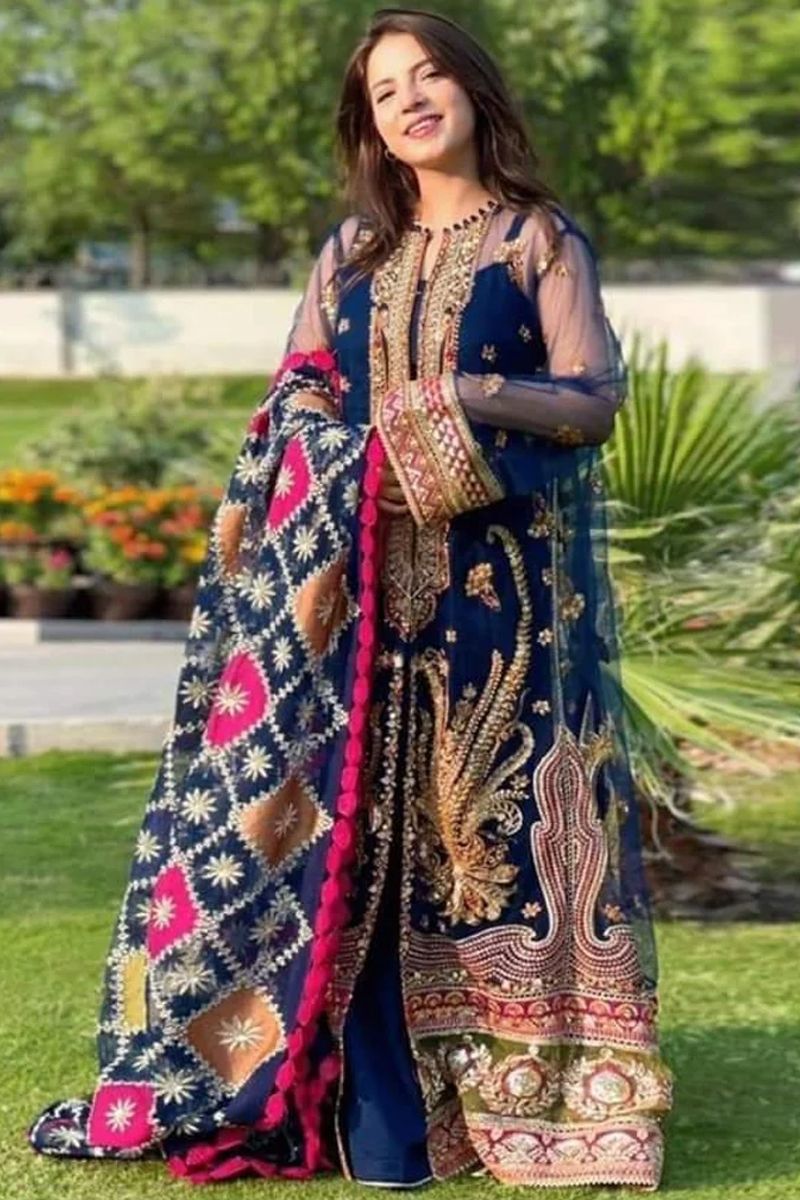 Maryam Hussain Wedding Collection Embroidered Net Neelum