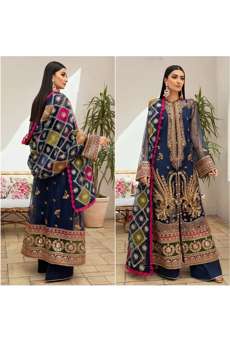 Maryam Hussain Wedding Collection Embroidered Net Neelum