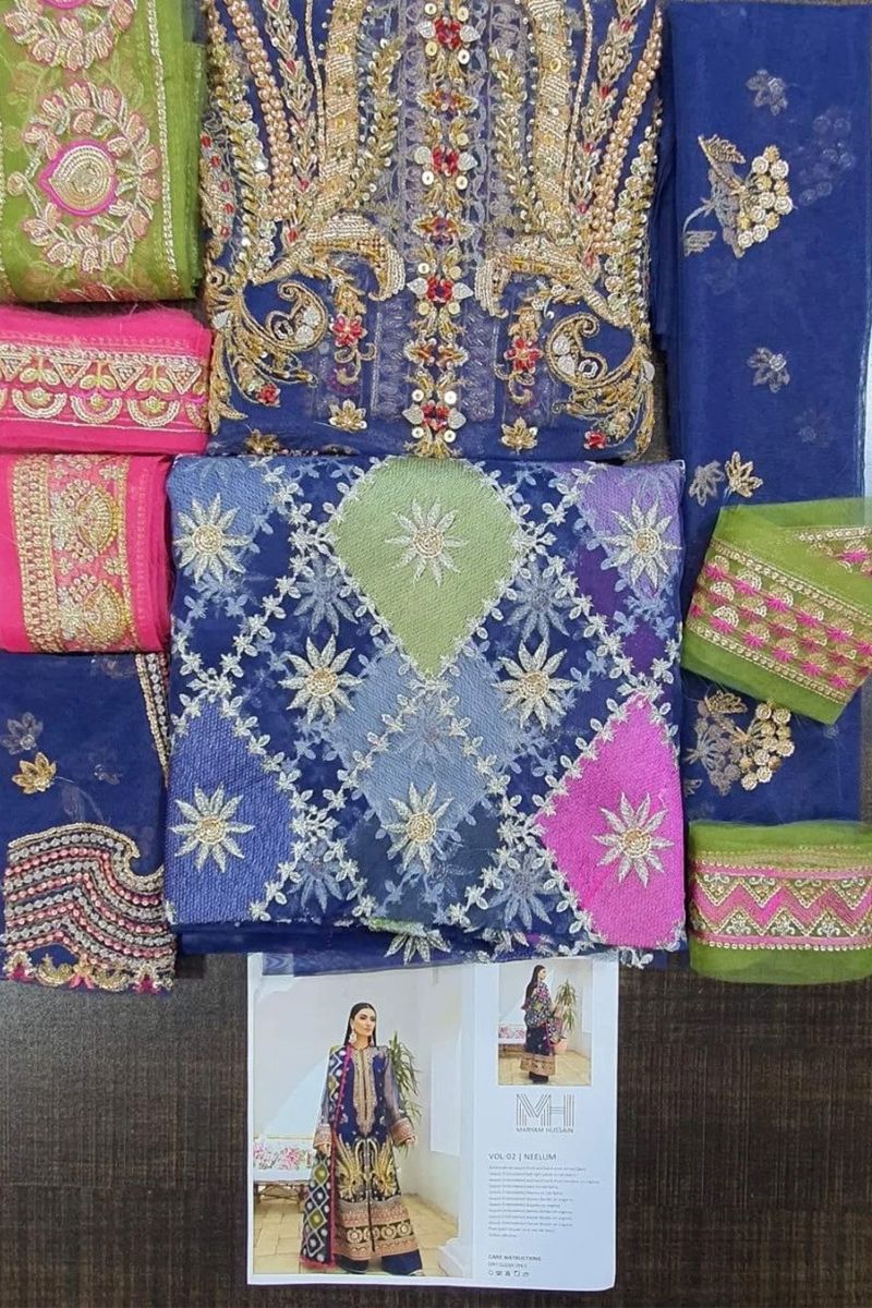 Maryam Hussain Wedding Collection Embroidered Net Neelum