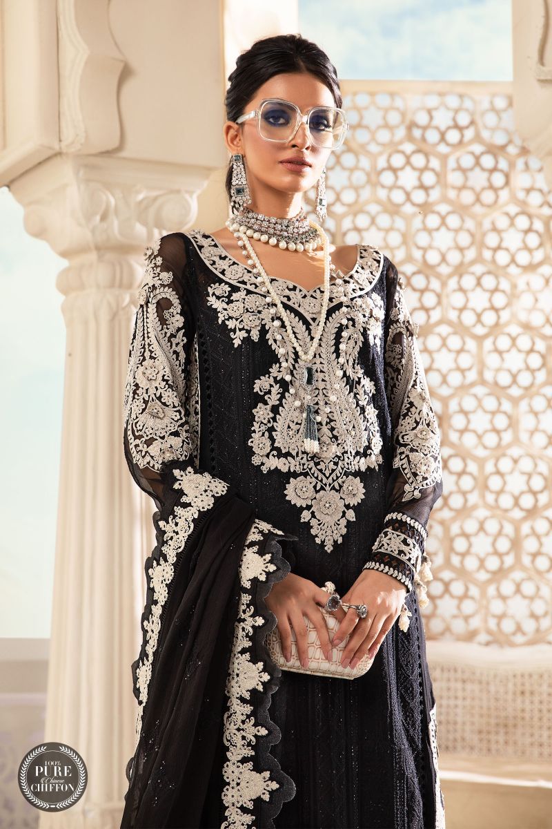 Maria b Chiffon - MPC-22-204-Black and White
