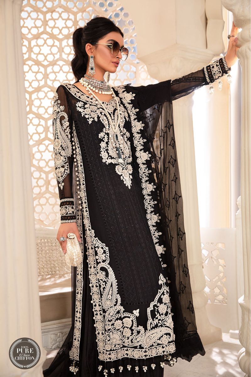 Maria b Chiffon - MPC-22-204-Black and White