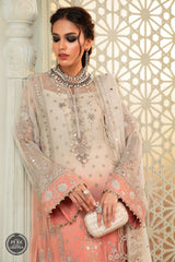 Maria b Chiffon - MPC-22-208-Cream and Coral Pink