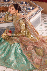 Maria B MBROIDERED - Salmon and Leaf Green (BD-2503)