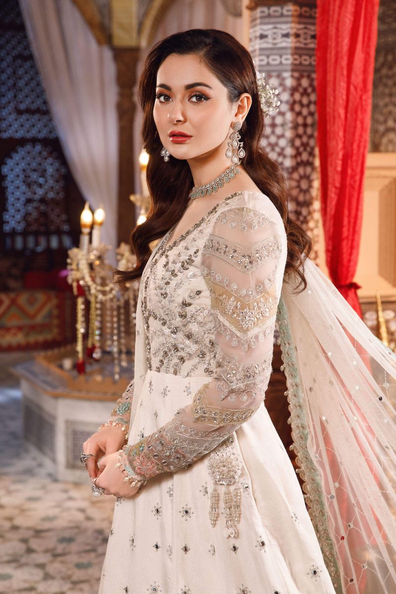 Maria B MBROIDERED - Pearl White and Peachy Silver (BD-2502)
