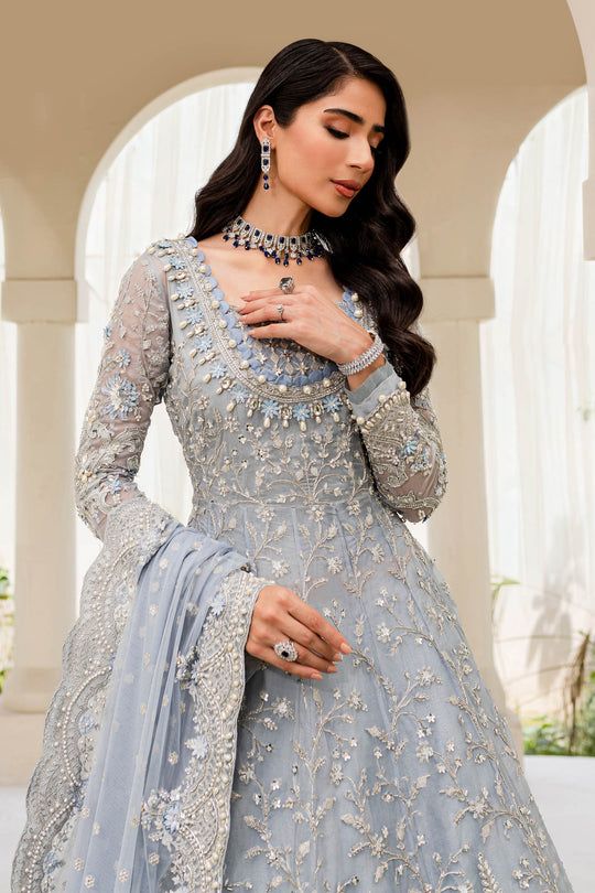 blue grey walima dress Pale Blue with Pink Walima Bridal Zainab Chottani Walima Dresses Collection