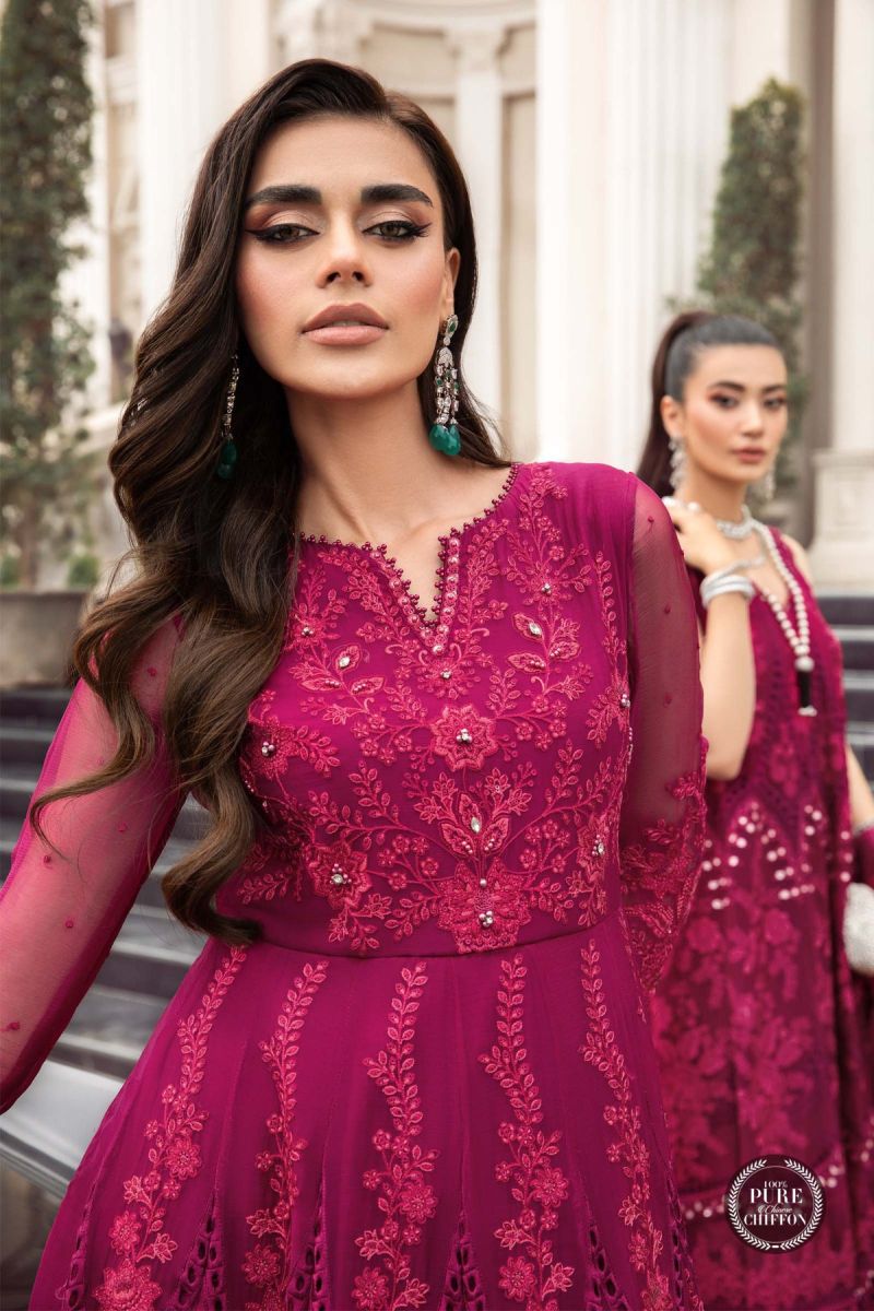 Maria B Chiffon MPC-23-107 Magenta Pink