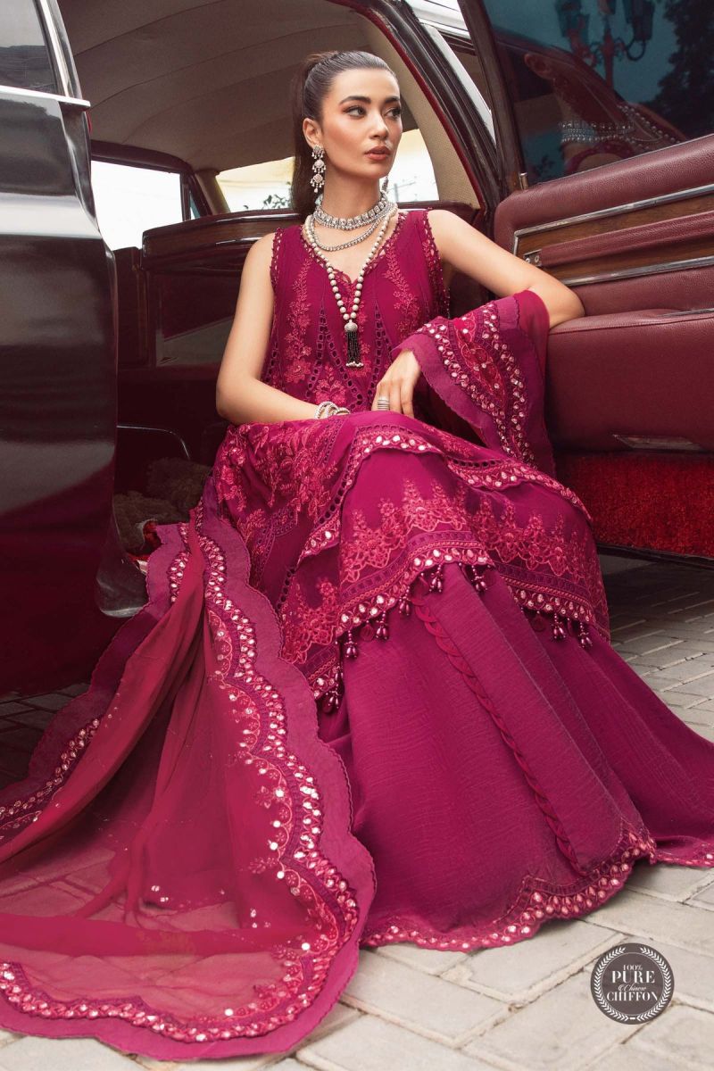 Maria B Chiffon MPC-23-107 Magenta Pink