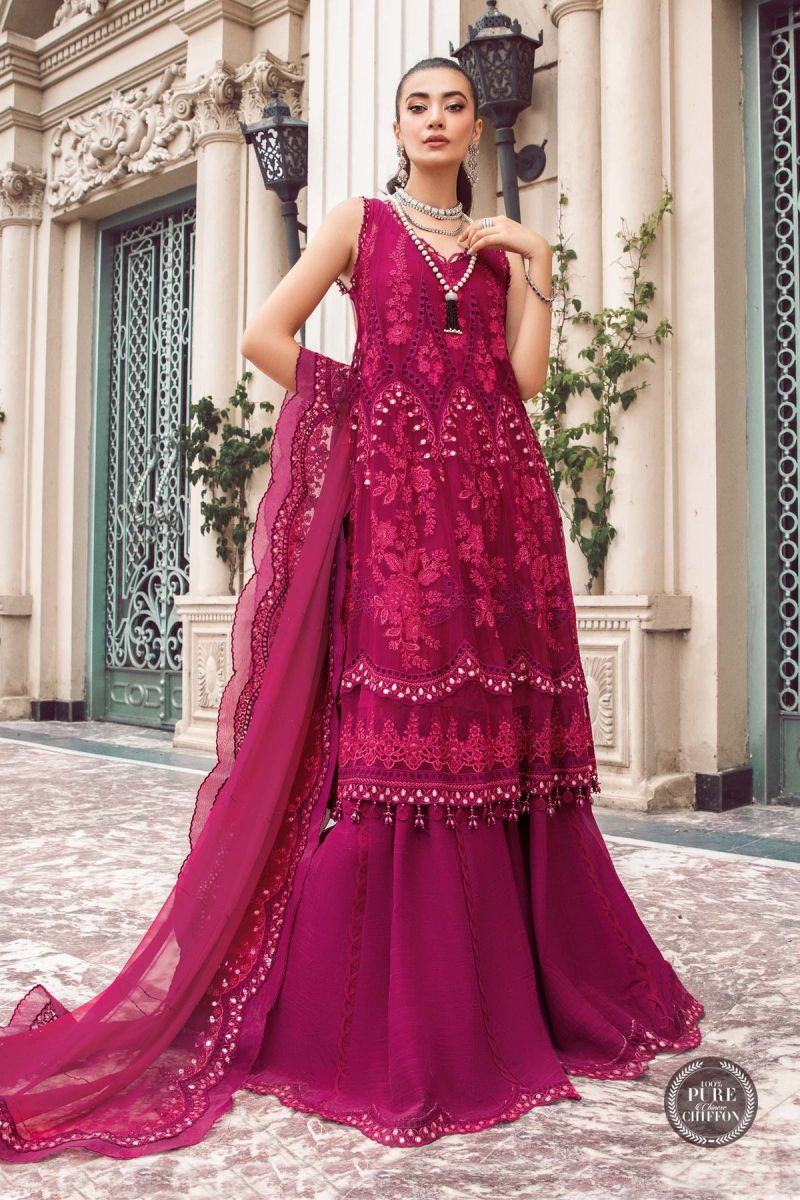 Maria B Chiffon MPC-23-107 Magenta Pink