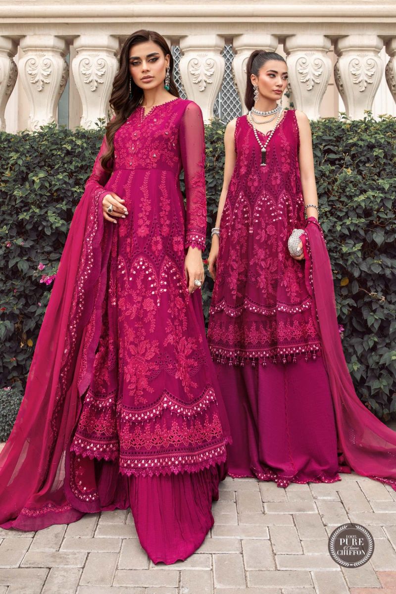 Maria B Chiffon MPC-23-107 Magenta Pink