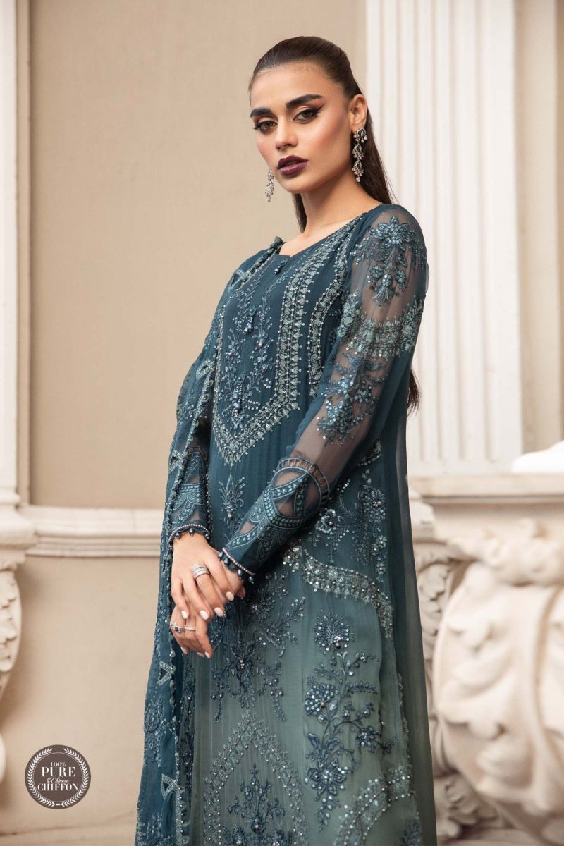 Maria B Chiffon MPC-23-102 Teal Blue