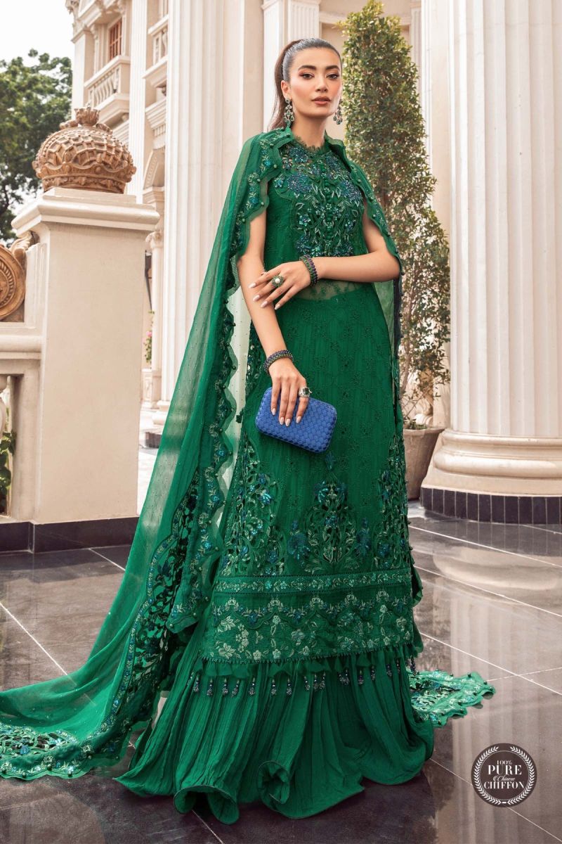 Maria B Chiffon Emerald Green MPC-23-108