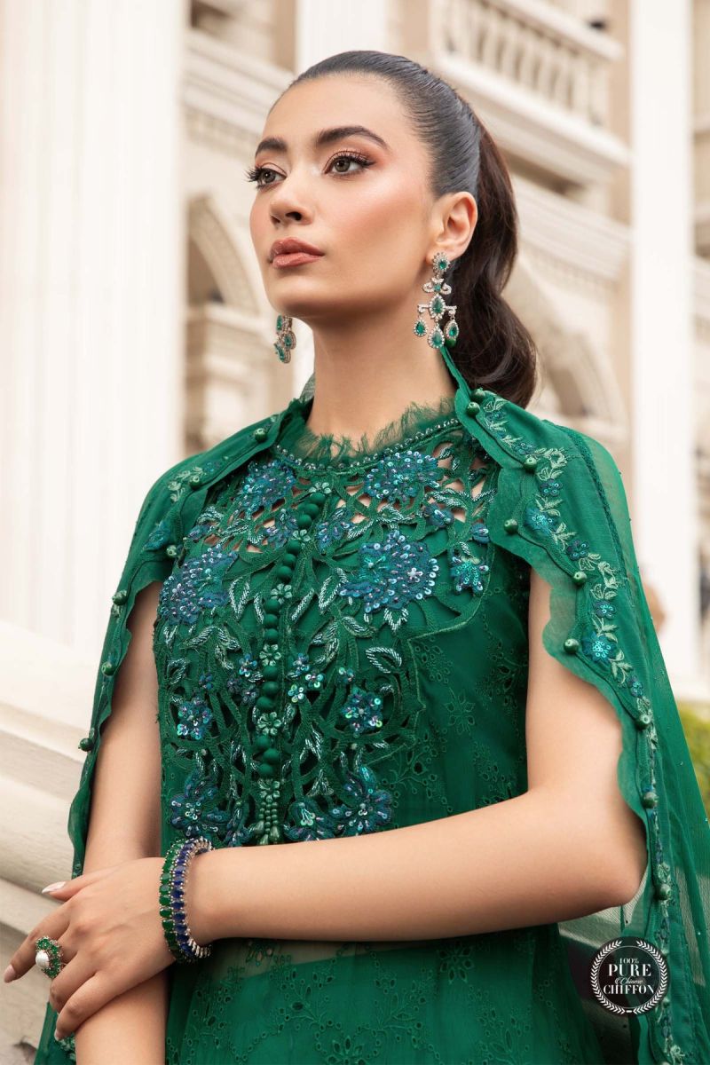 Maria B Chiffon Emerald Green MPC-23-108
