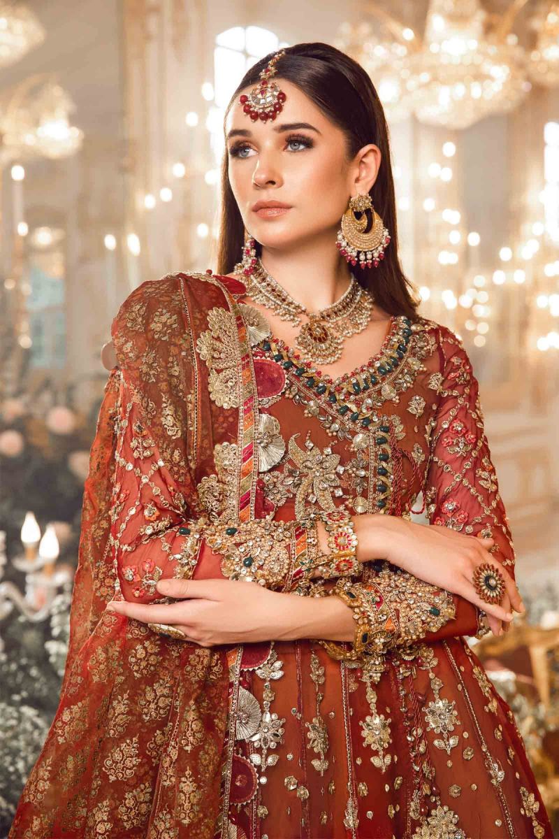 Maria B Mbroidered | Maroon BD-2705