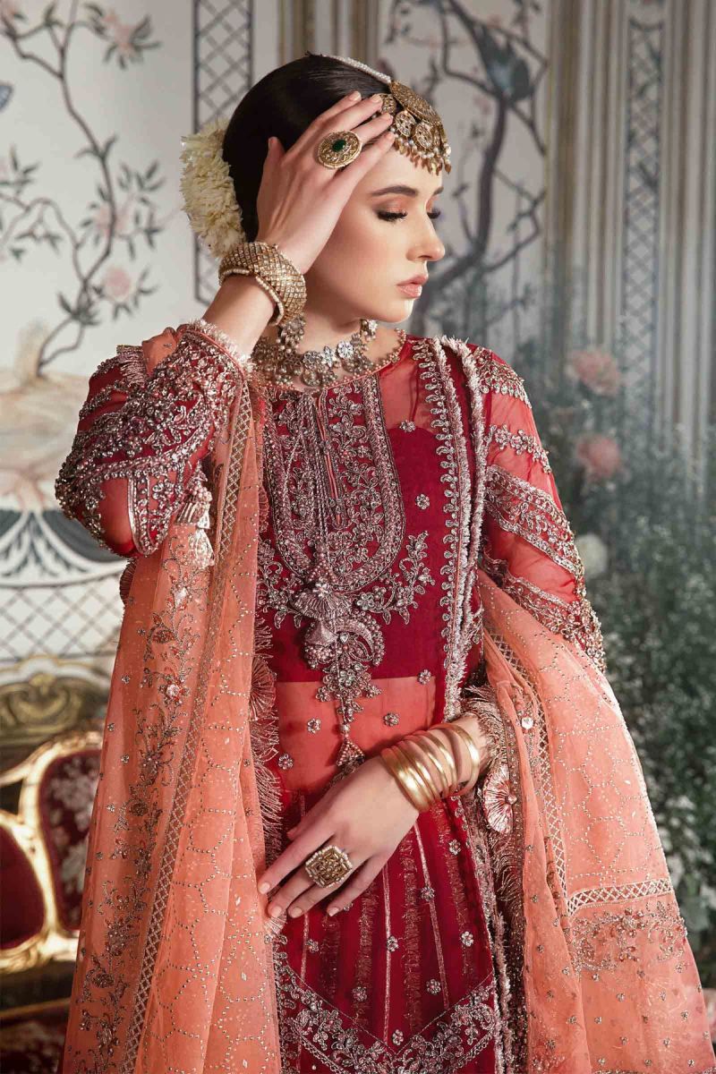 Maria B Mbroidered | Maroon BD-2708