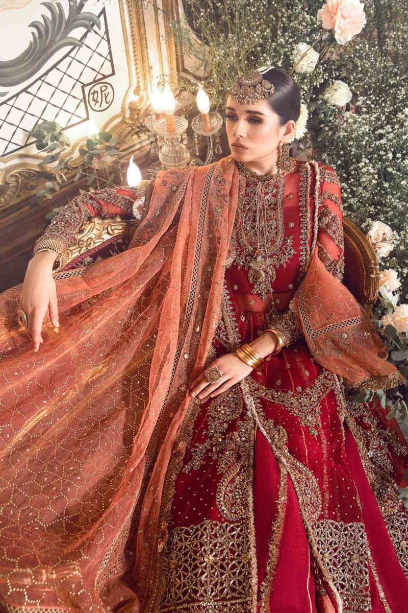 Maria B Mbroidered | Maroon BD-2708